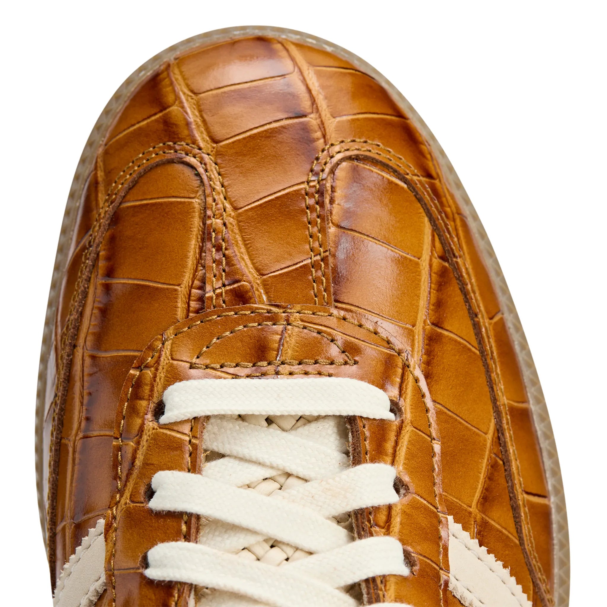 Toe box view of Adidas Samba Wales Bonner Brown Croc JH9826